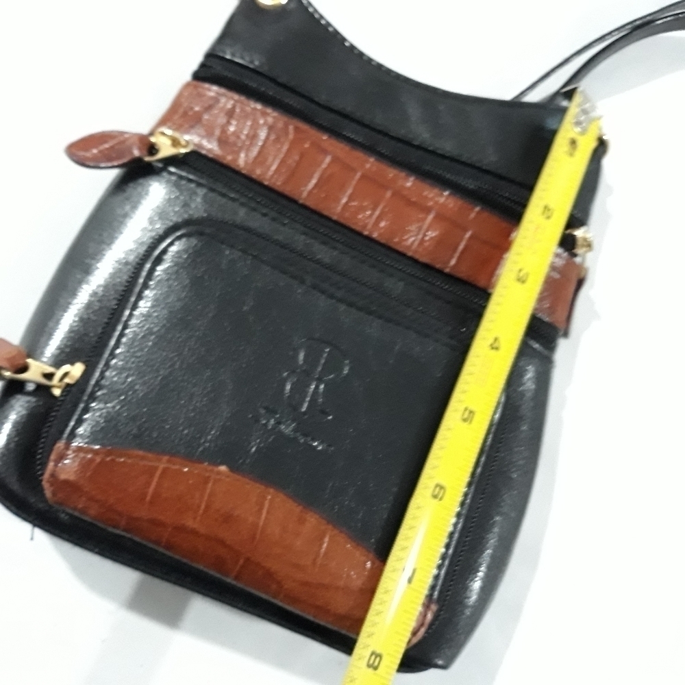 Bellerose Faux Leather crossbody bag black and brown purse - Picture 7 of 9